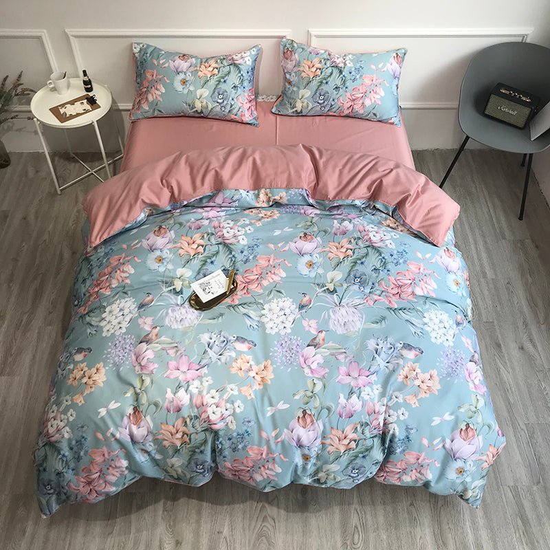 Sky Floral Duvet Cover Set (Egyptian Cotton) - Duvet Covers