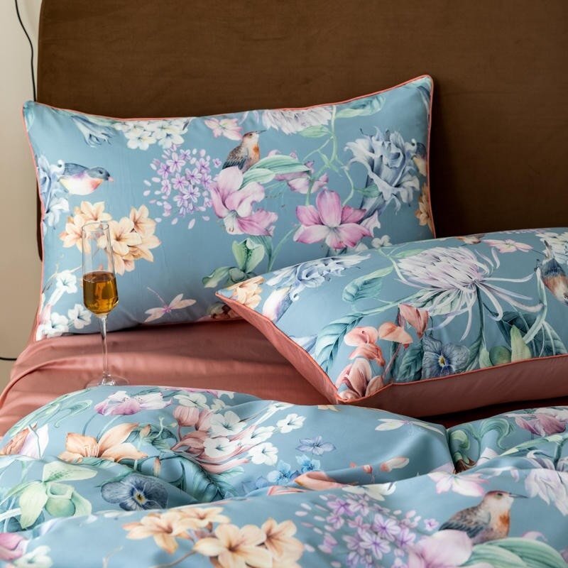 Sky Floral Duvet Cover Set (Egyptian Cotton) - Duvet Covers
