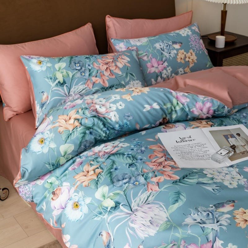 Sky Floral Duvet Cover Set (Egyptian Cotton) - Duvet Covers