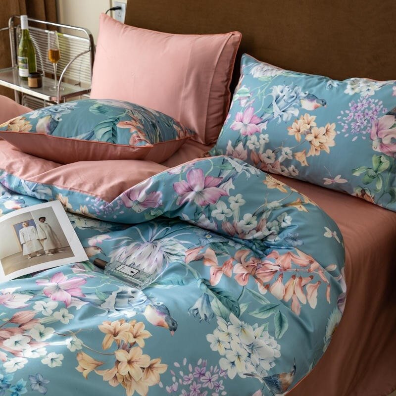 Sky Floral Duvet Cover Set (Egyptian Cotton) - Duvet Covers