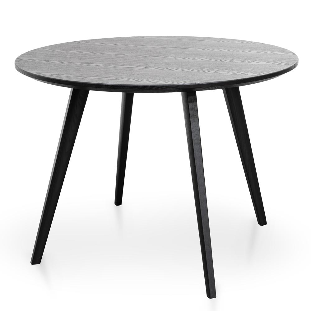 Smith 100cm Veneer Top Round Dining Table - Full Black - Dining Tables