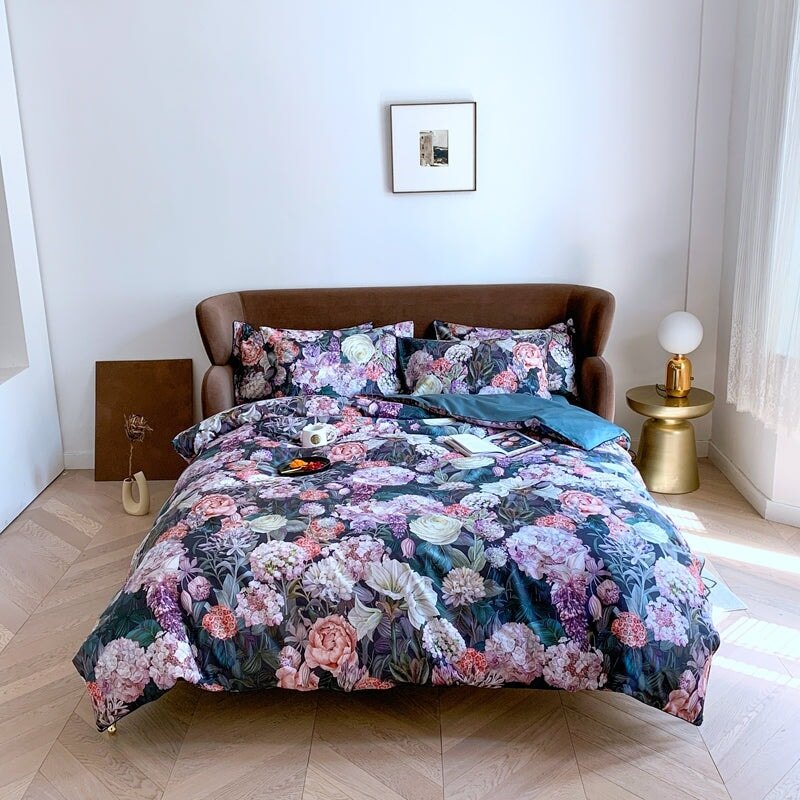 Smudge Floral Duvet Cover Set (Egyptian Cotton, 500TC) - Duvet Covers