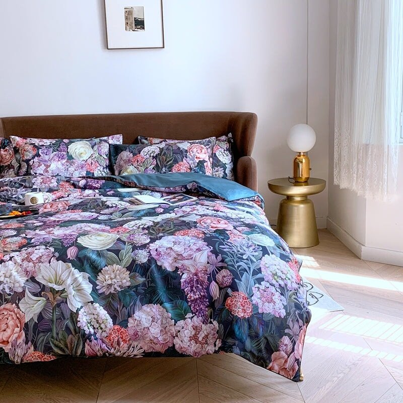 Smudge Floral Duvet Cover Set (Egyptian Cotton, 500TC) - Duvet Covers