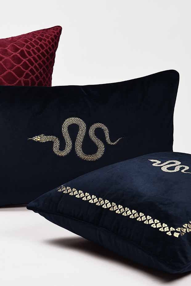 Snake Pillow Cover , Black - Pillow Covers