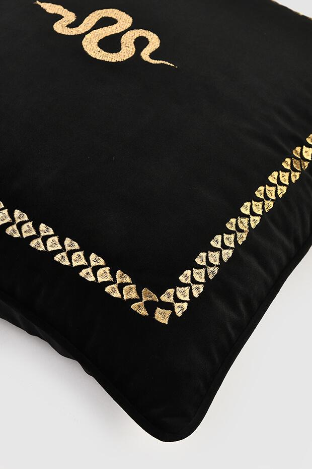 Snake Pillow Cover , Black - Pillow Covers