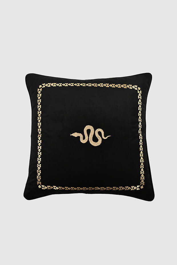 Snake Pillow Cover , Black - Pillow Covers