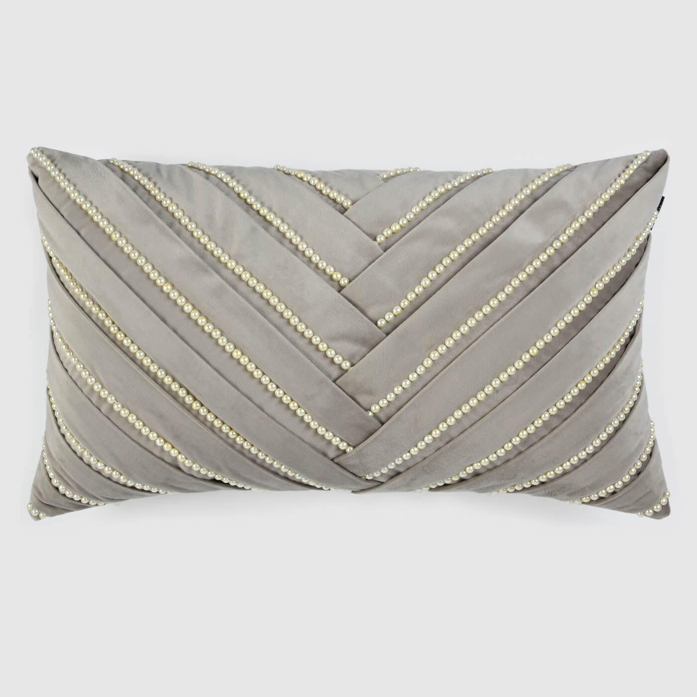 Sophia Pearl Lumbar Pillow Cover , Beige - Pillow Covers