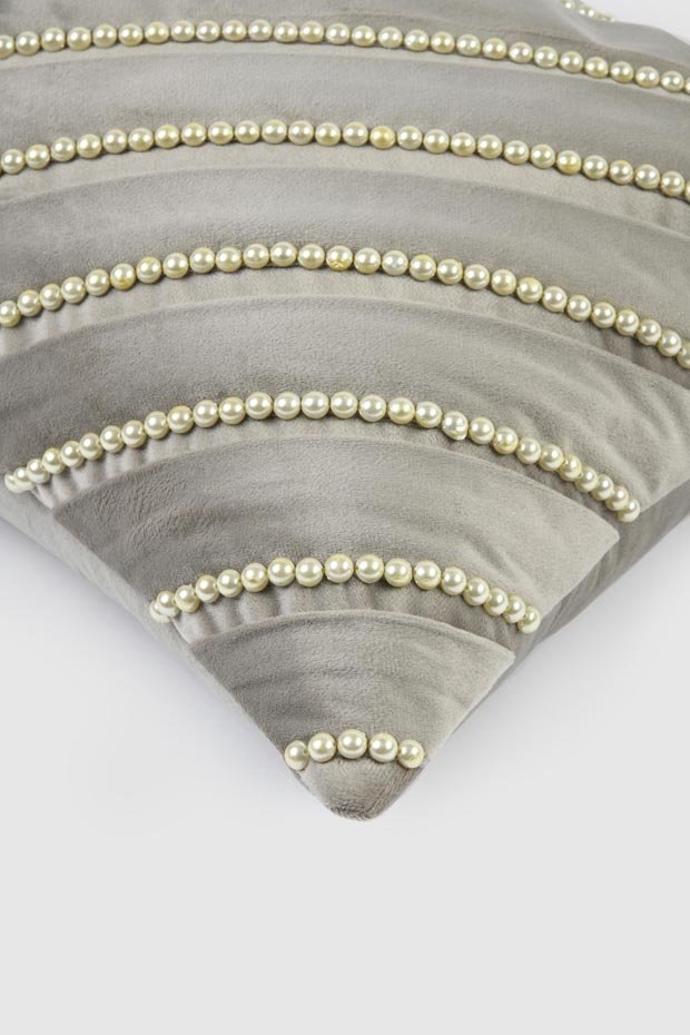 Sophia Pearl Lumbar Pillow Cover , Beige - Pillow Covers
