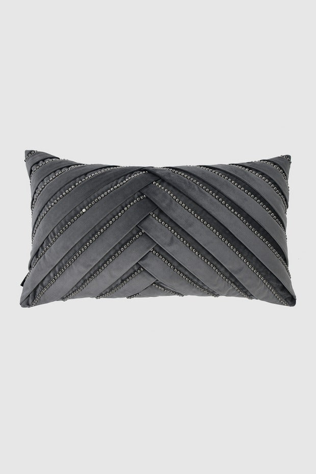 Sophia Pearl Lumbar Pillow Cover , Grey - Pillow Covers
