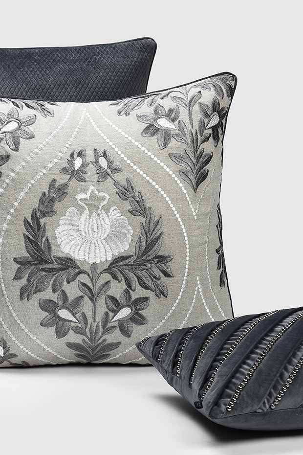 Sophia Pearl Lumbar Pillow Cover , Grey - Pillow Covers