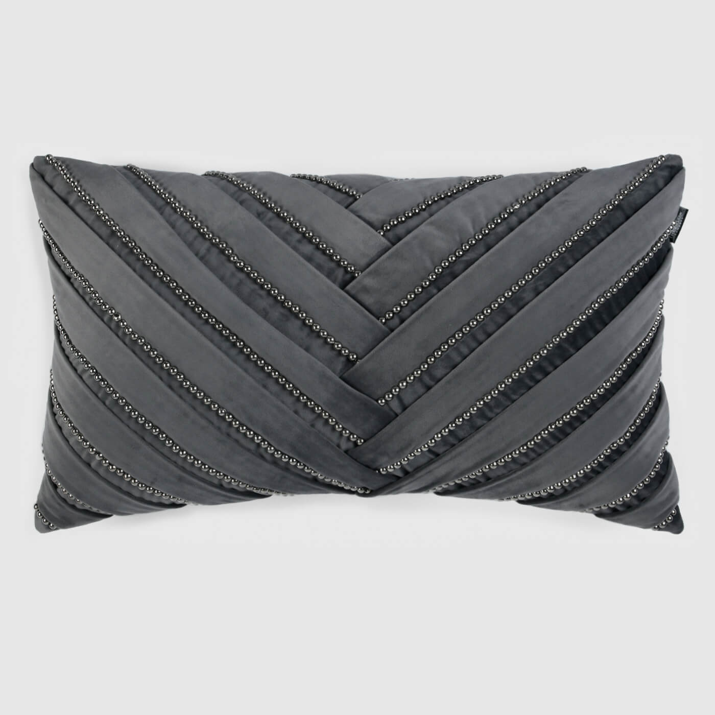 Sophia Pearl Lumbar Pillow Cover , Grey - Pillow Covers