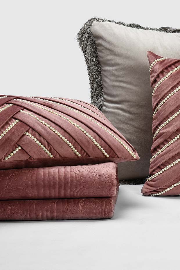Sophia Pearl Lumbar Pillow Cover, Pink - Pillow Covers