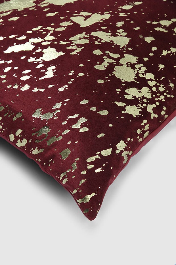 Splatter Luxe Velvet Pillow Cover , Red - Pillow Covers