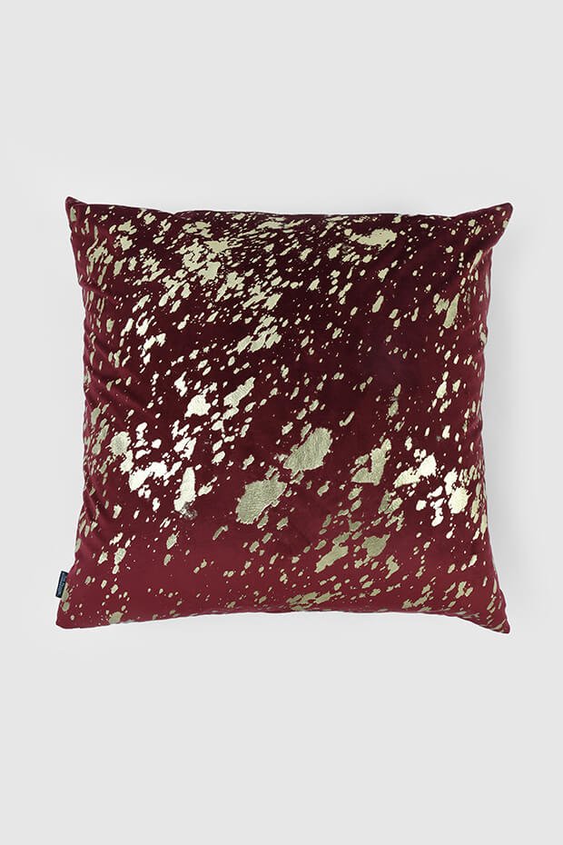 Splatter Luxe Velvet Pillow Cover , Red - Pillow Covers