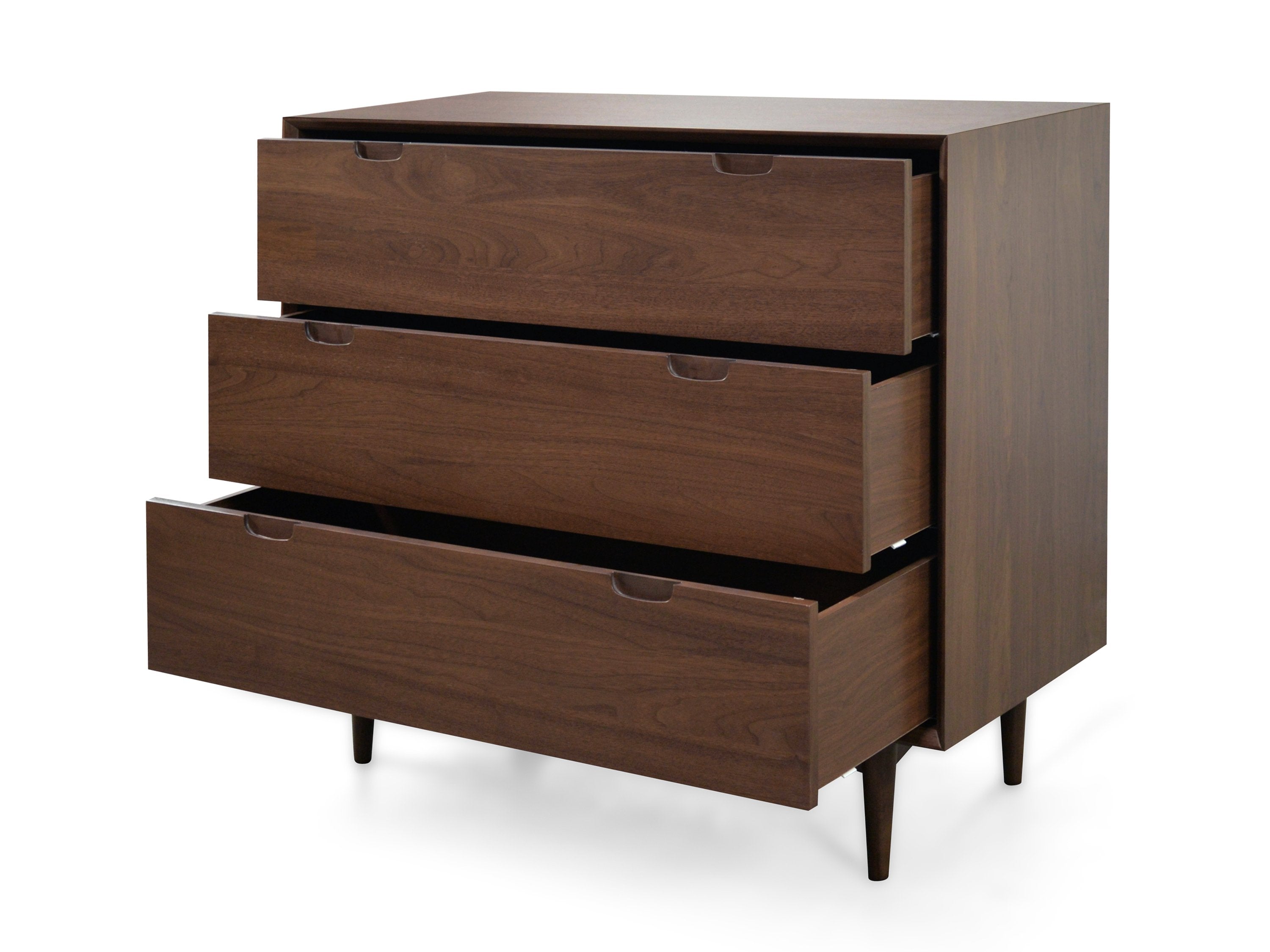Stella 3 Drawer Chest Scandinavian Design - Walnut - Dressers