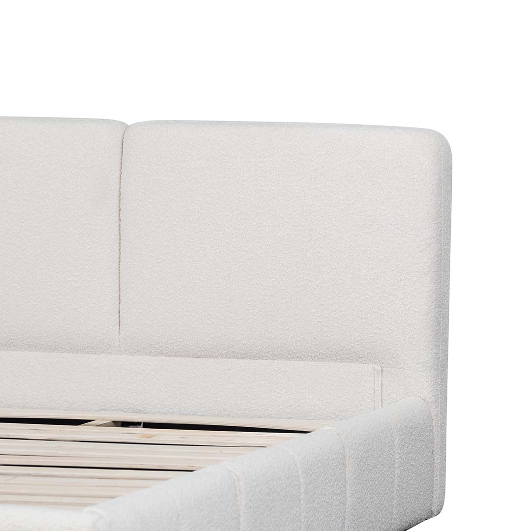 Stella Queen Bed Frame with Drawers - Boucle Cream - Beds