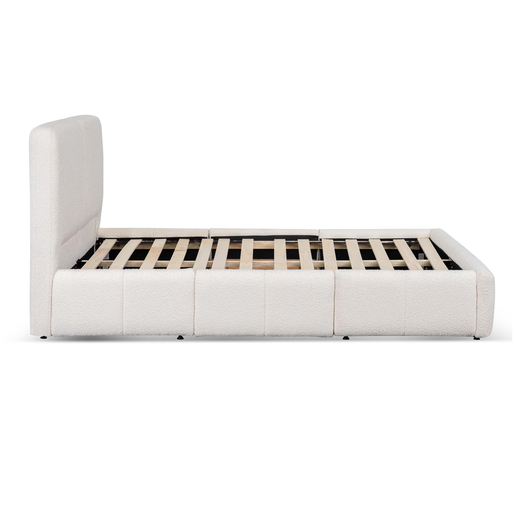 Stella Queen Bed Frame with Drawers - Boucle Cream - Beds