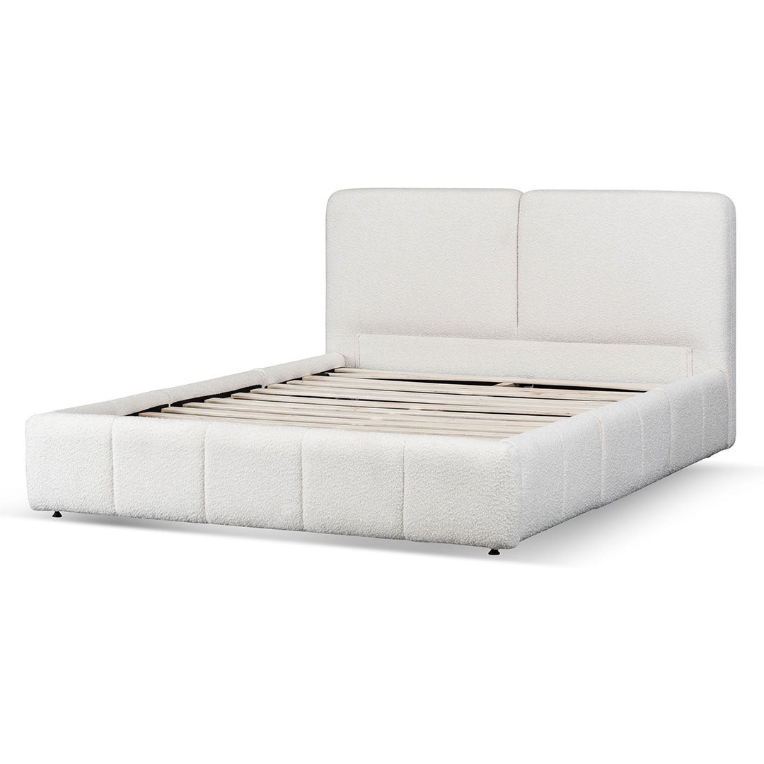 Stella Queen Bed Frame with Drawers - Boucle Cream - Beds
