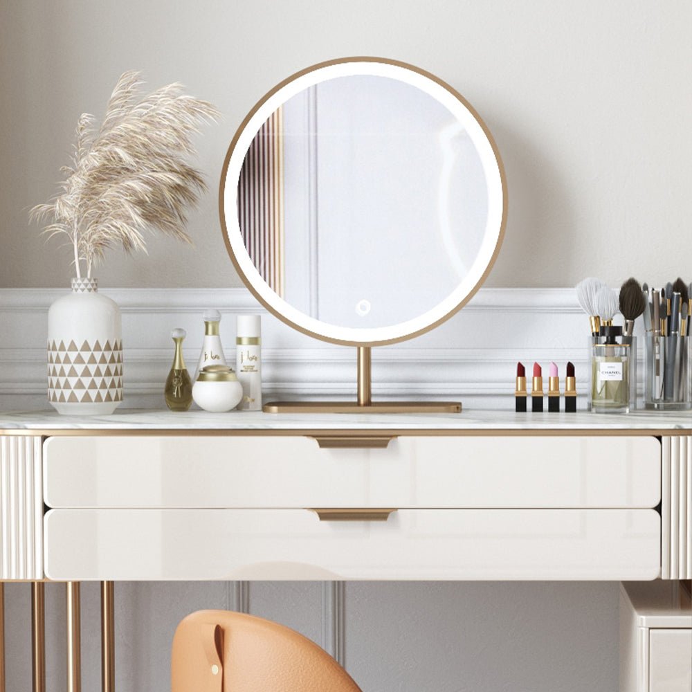 Sydney White Leather Drawer Vanity Set - Make-Up Vanity