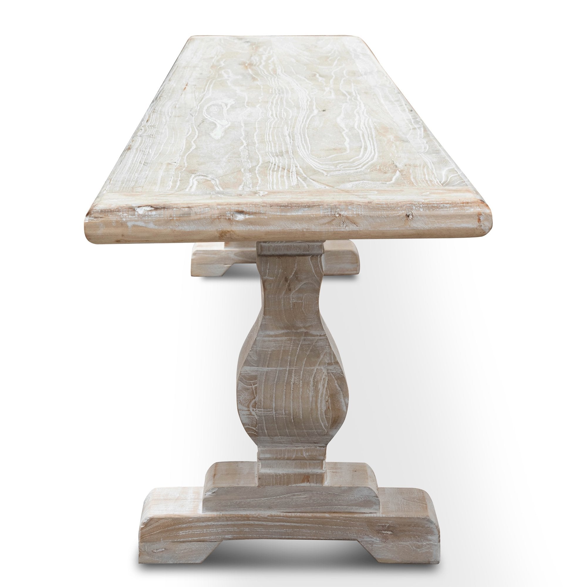 Tanner Reclaimed Grey Elm Wood Bench - White Washed - Bench