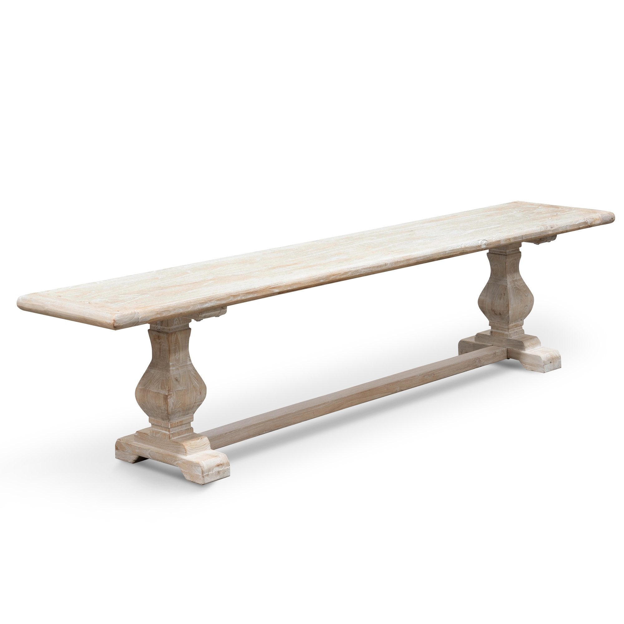 Tanner Reclaimed Grey Elm Wood Bench - White Washed - Bench