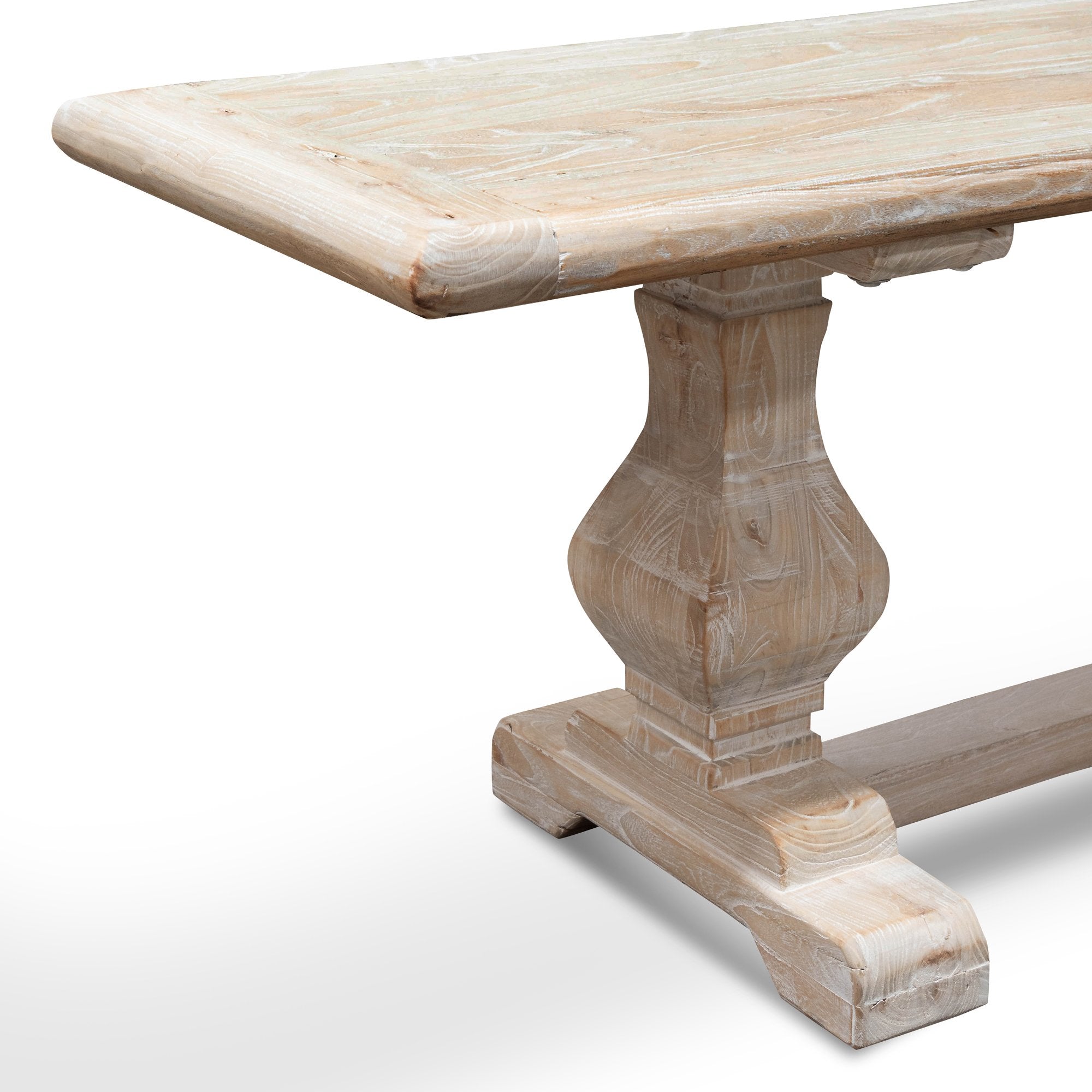 Tanner Reclaimed Grey Elm Wood Bench - White Washed - Bench