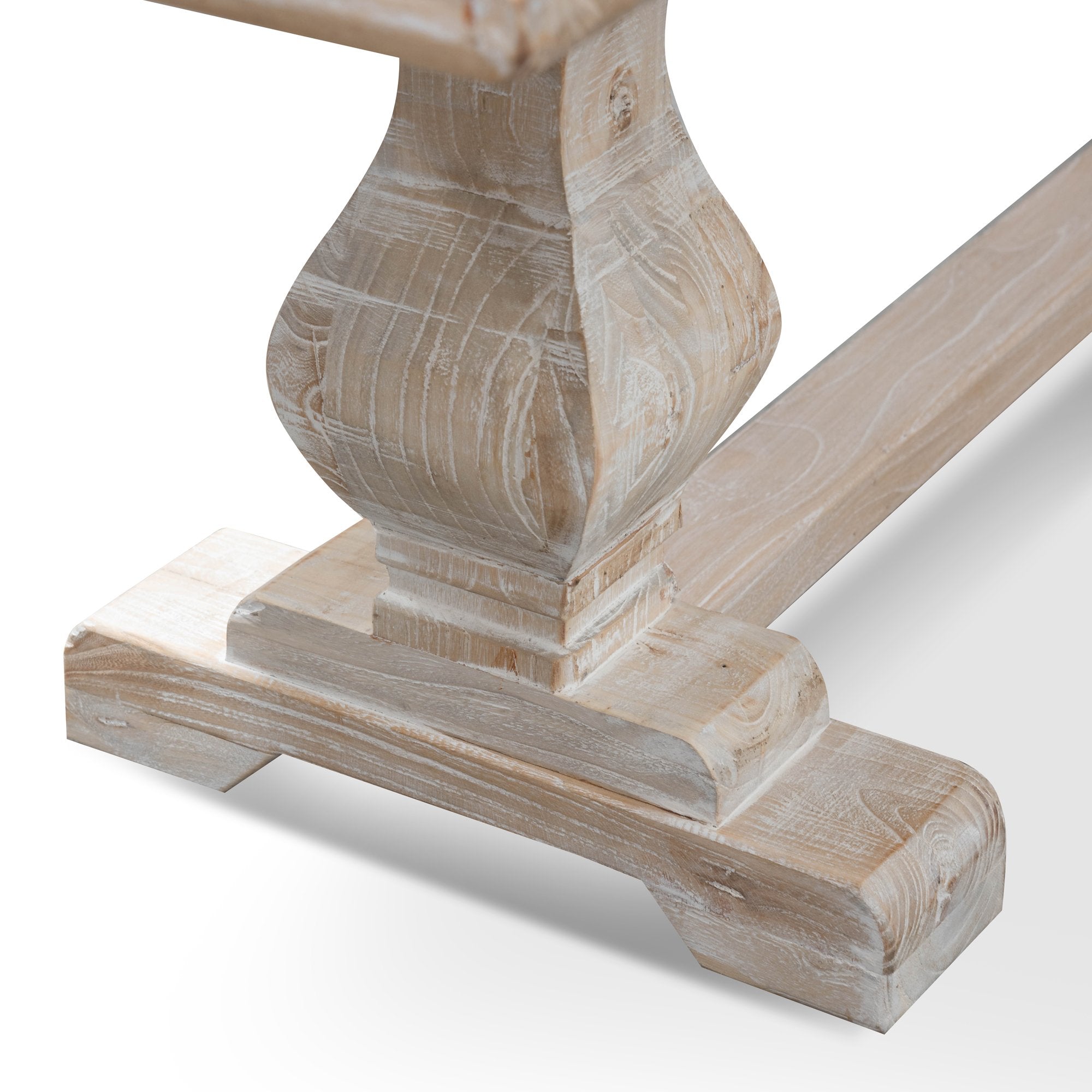 Tanner Reclaimed Grey Elm Wood Bench - White Washed - Bench