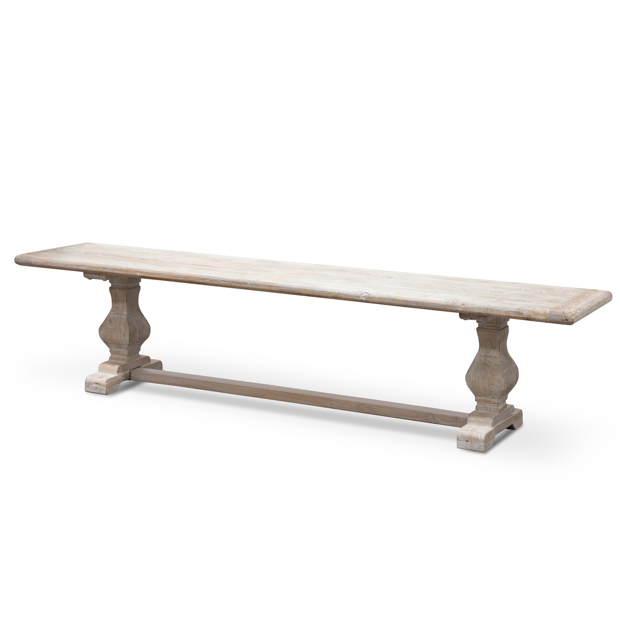 Tanner Reclaimed Grey Elm Wood Bench - White Washed - Bench
