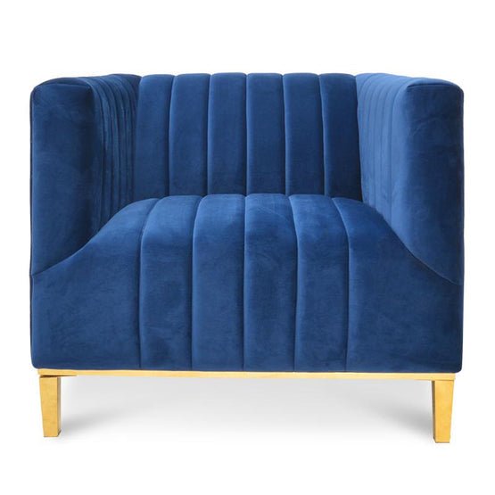 Theodore Arm Chair - Blue Velvet - Armchairs