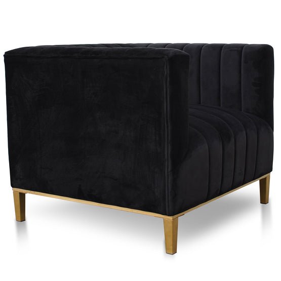 Theodore Black Velvet Armchair - Brushed Gold Base - Armchairs