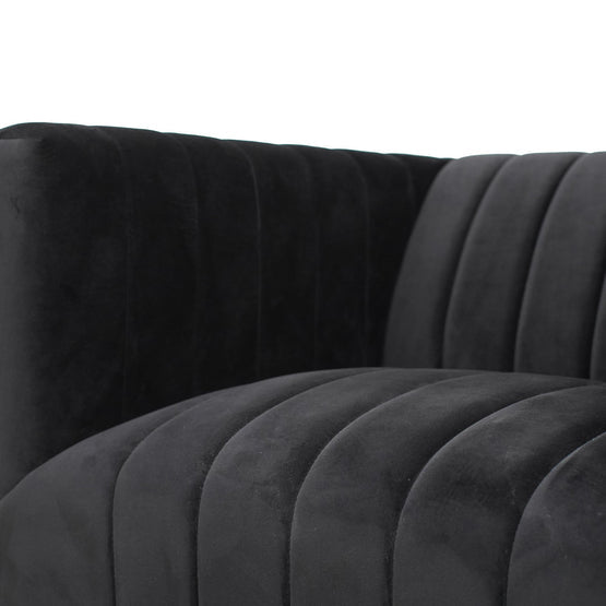 Theodore Black Velvet Armchair - Brushed Gold Base - Armchairs