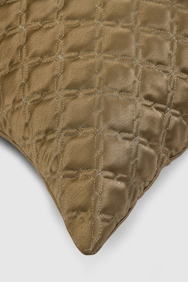 Trellis Quilted Pillow Cover , Champagne - Pillow Covers