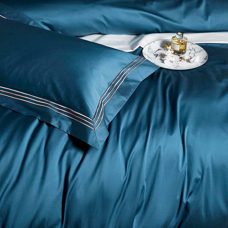 Triplo Bourdon Blue Duvet Cover Set (Egyptian Cotton) - Duvet Covers