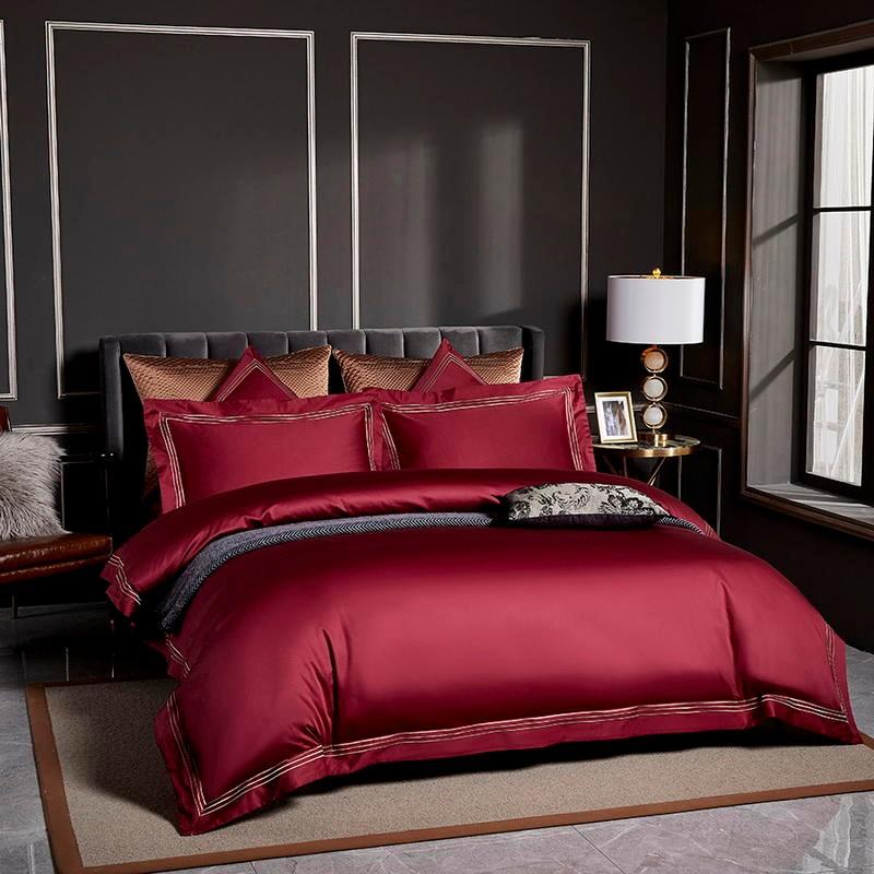 Triplo Bourdon Red Duvet Cover Set (Egyptian Cotton) - Duvet Covers