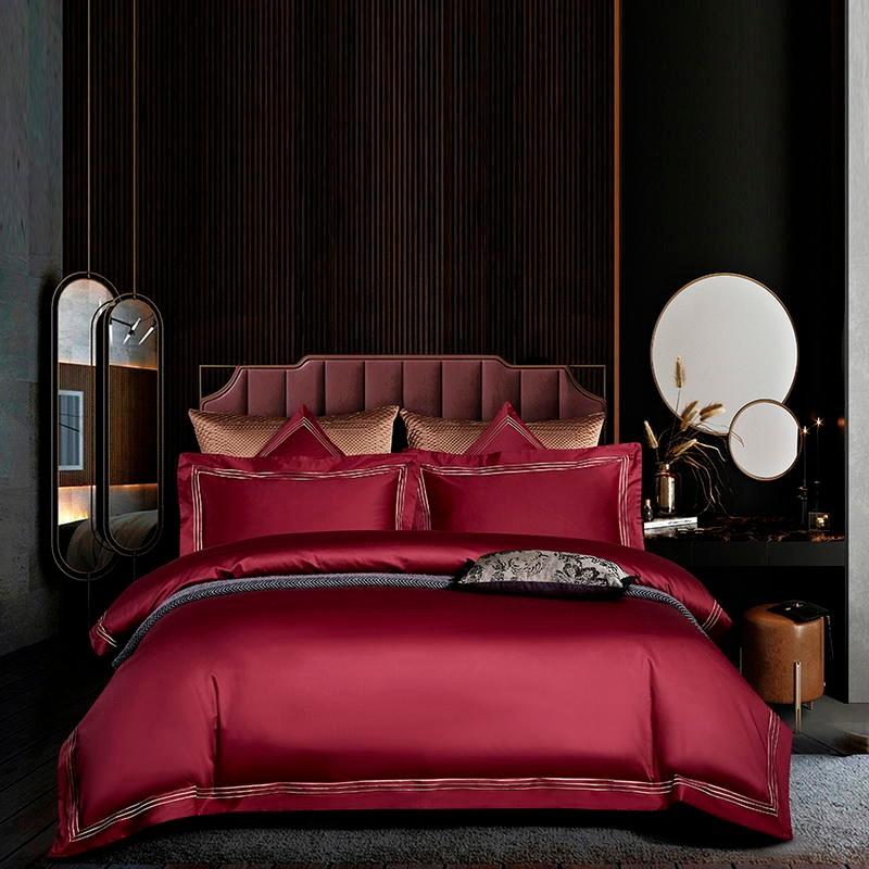 Triplo Bourdon Red Duvet Cover Set (Egyptian Cotton) - Duvet Covers