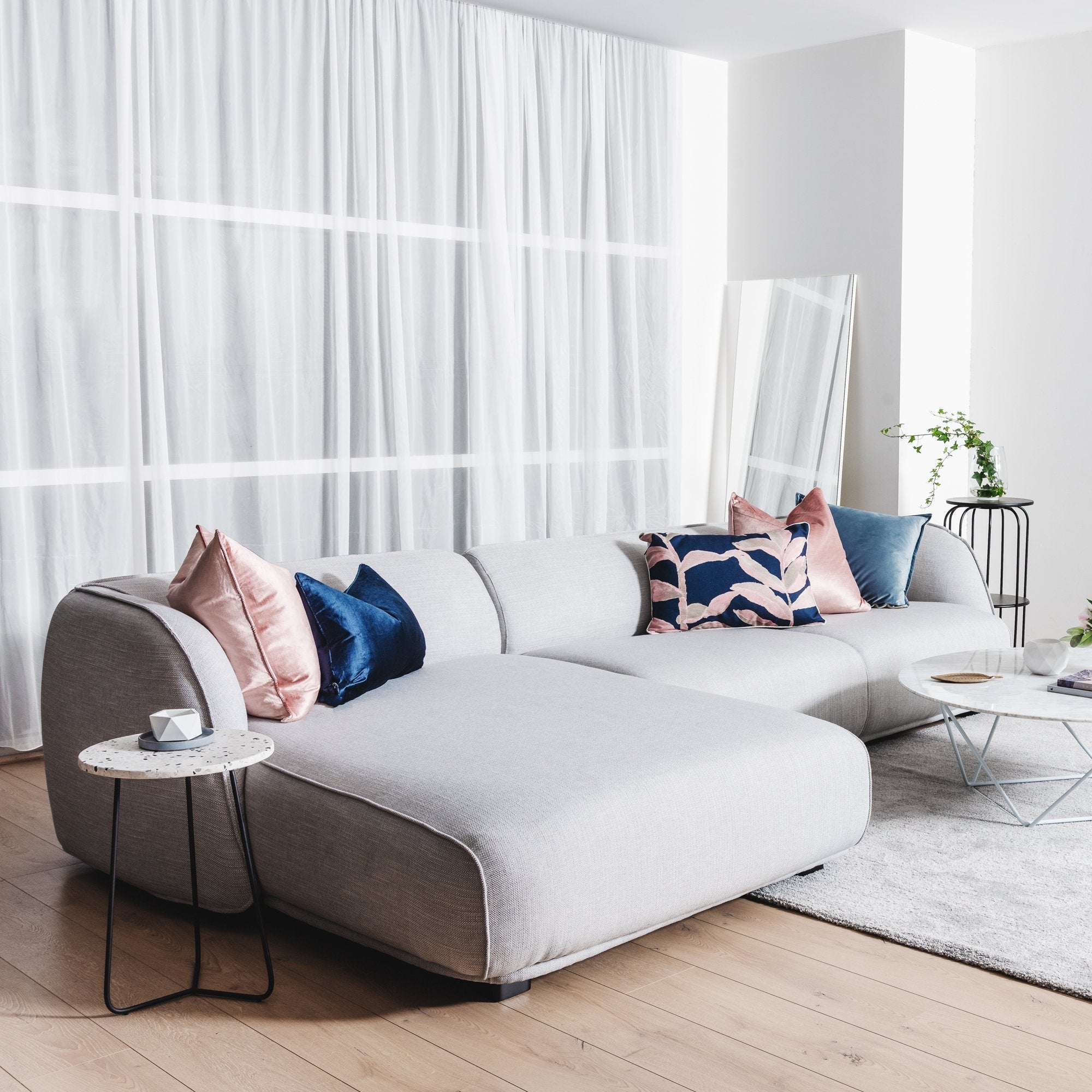 Tyler 3S Left Chaise Sofa - Light Texture Grey - Sofas