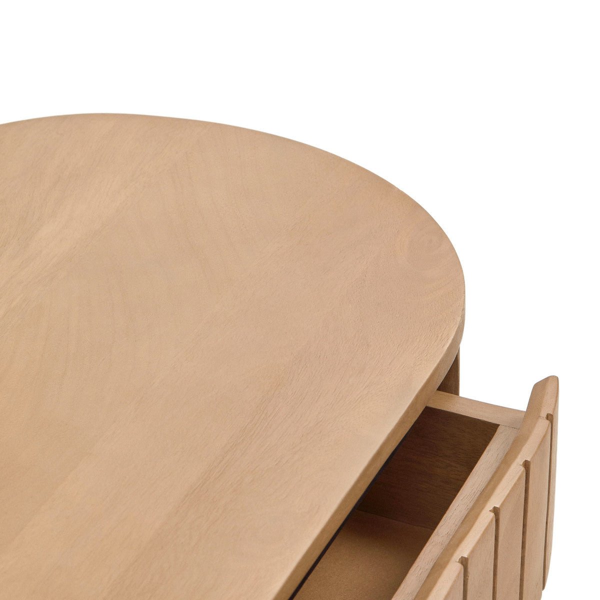 Vera Solid Mango Wood Oval Bedside Table - Natural - Bedside Tables