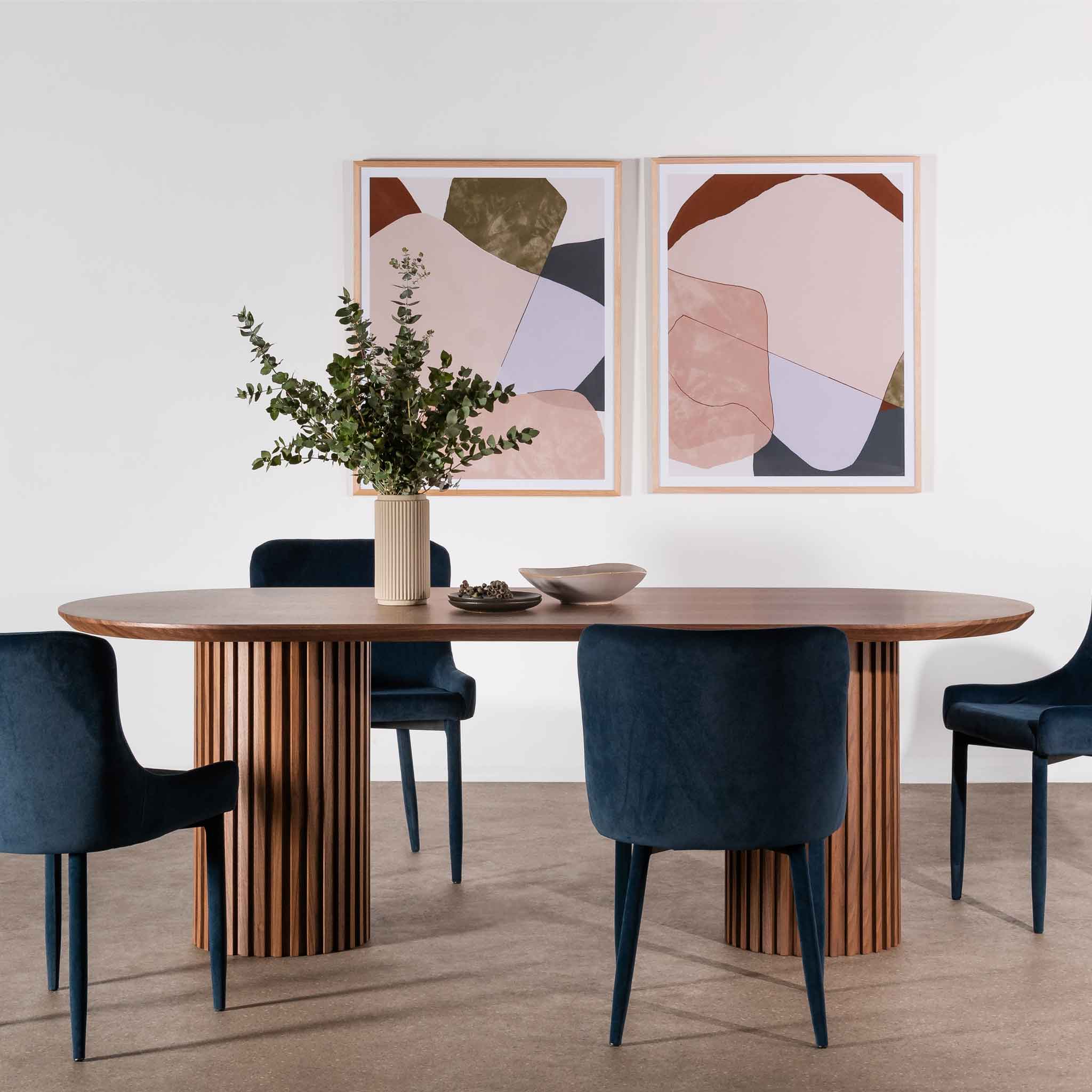 Vics 2.2m Wooden Dining Table - Walnut - Dining Tables