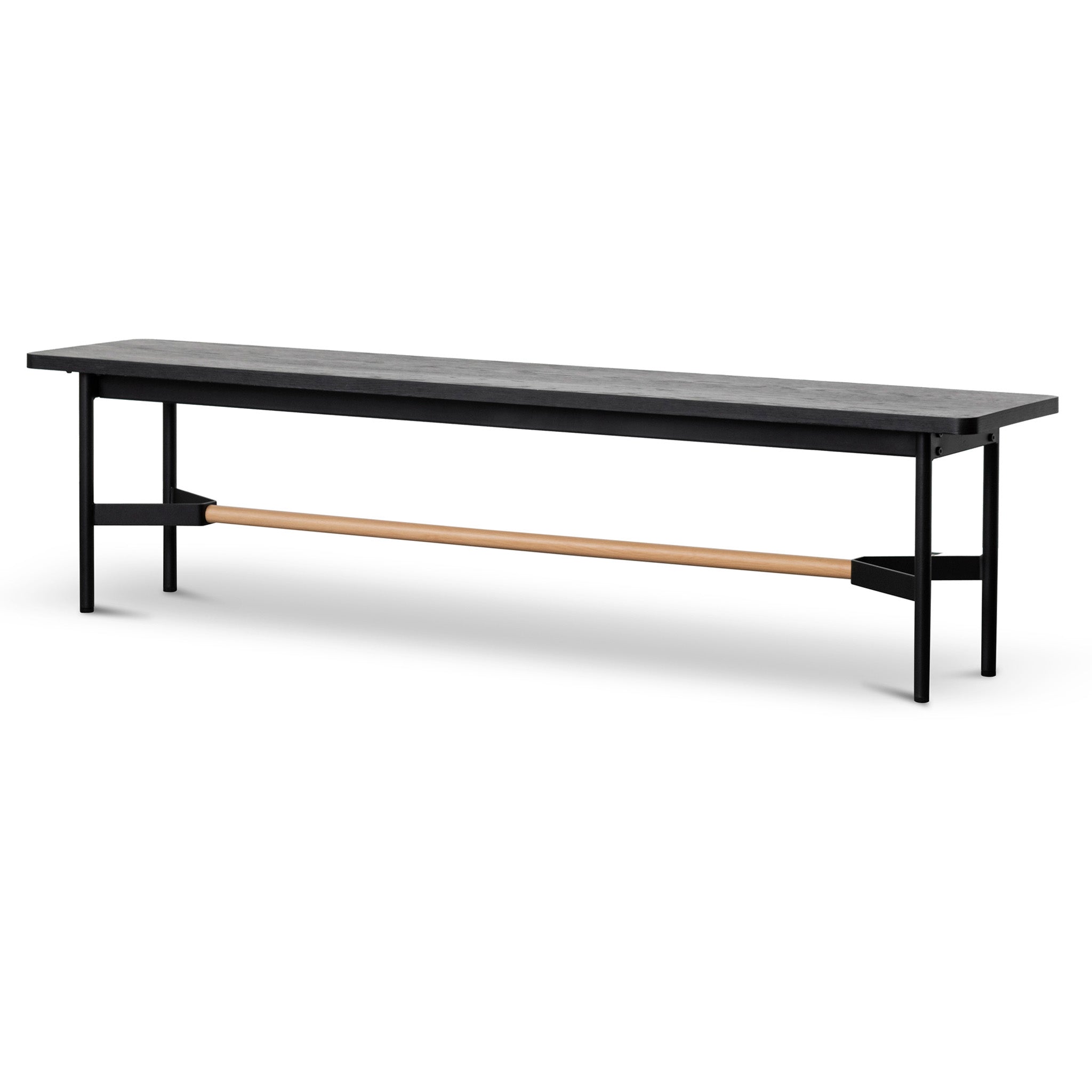Victoria Black Wooden Bench - Natural Footrest - Bench
