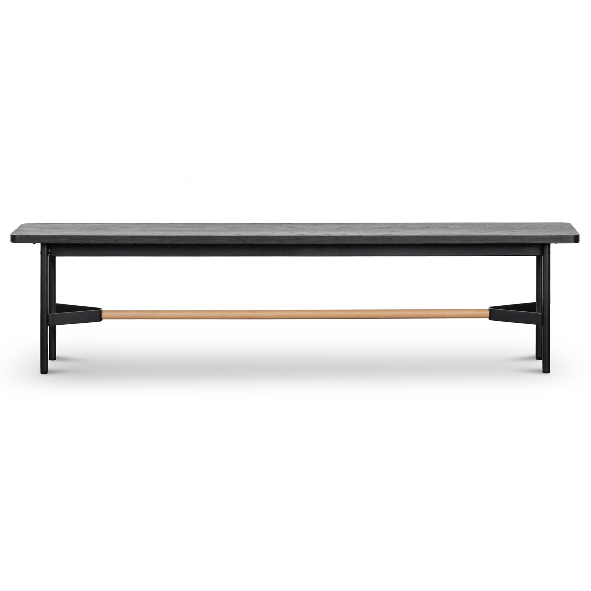 Victoria Black Wooden Bench - Natural Footrest - Bench