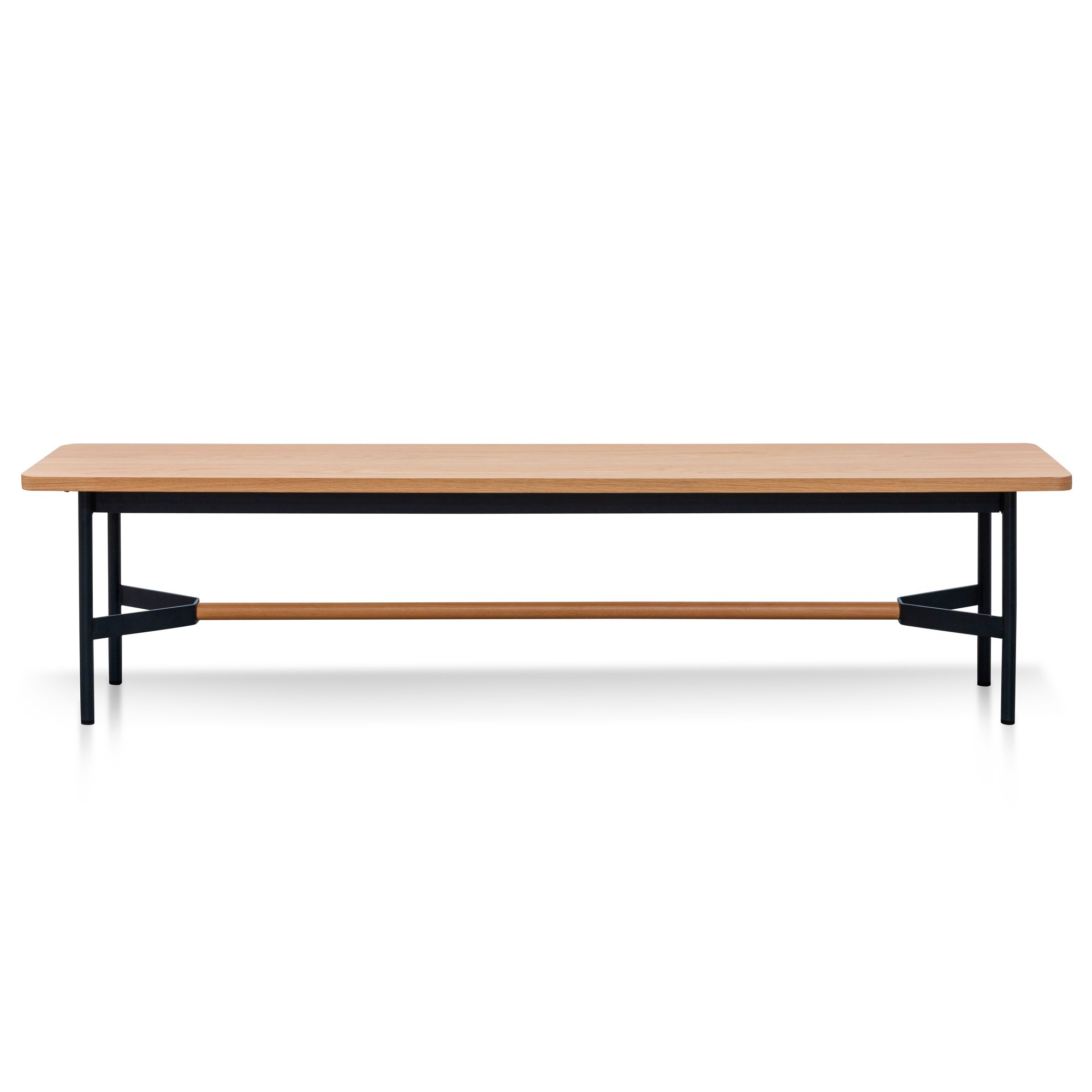 Victoria Natural Wooden Bench Black Legs