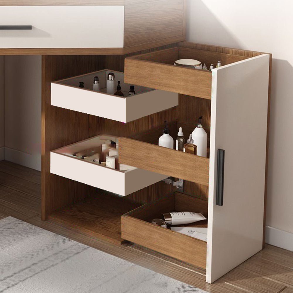 Vienna Walnut Corner Vanity - Make-Up Vanity