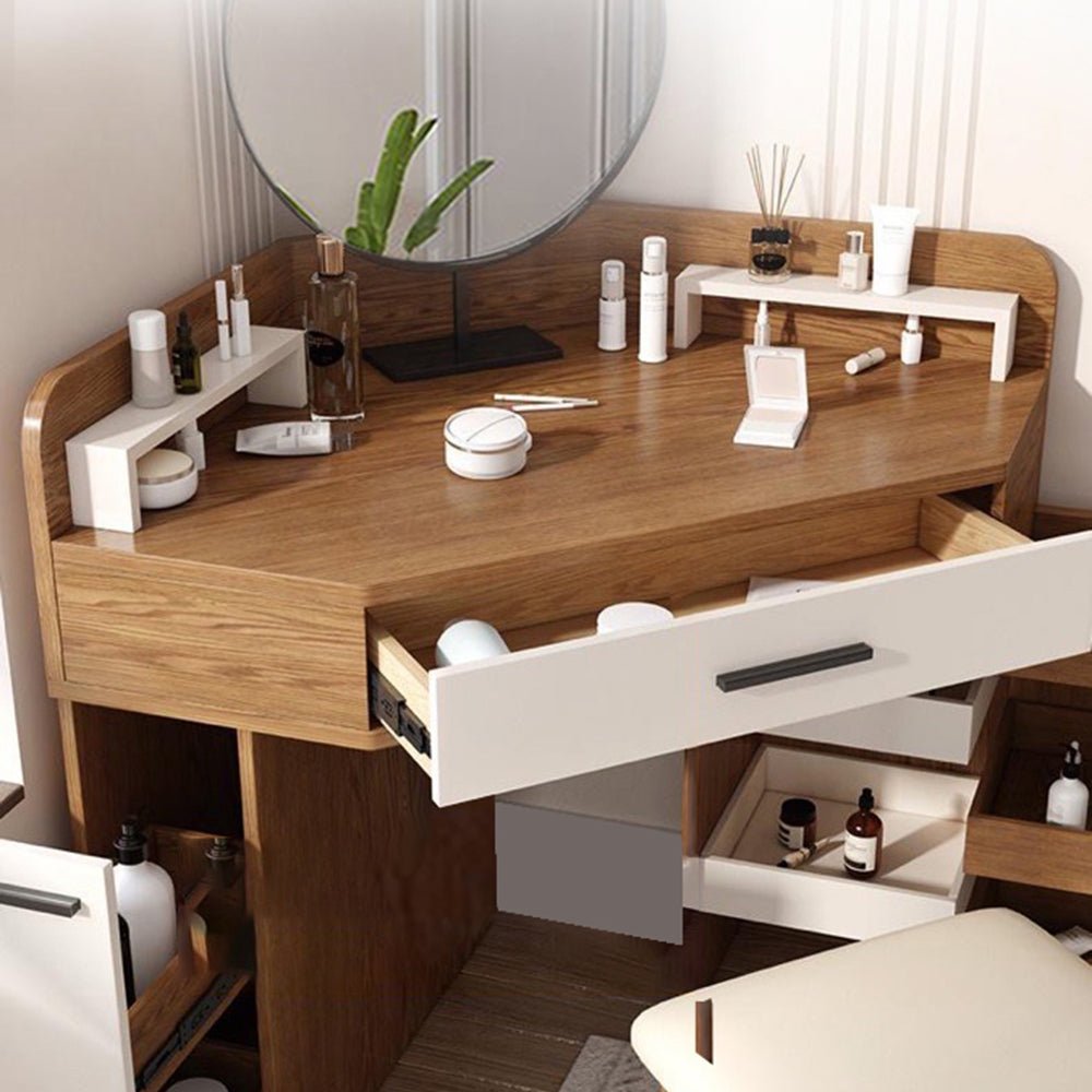 Vienna Walnut Corner Vanity - Make-Up Vanity