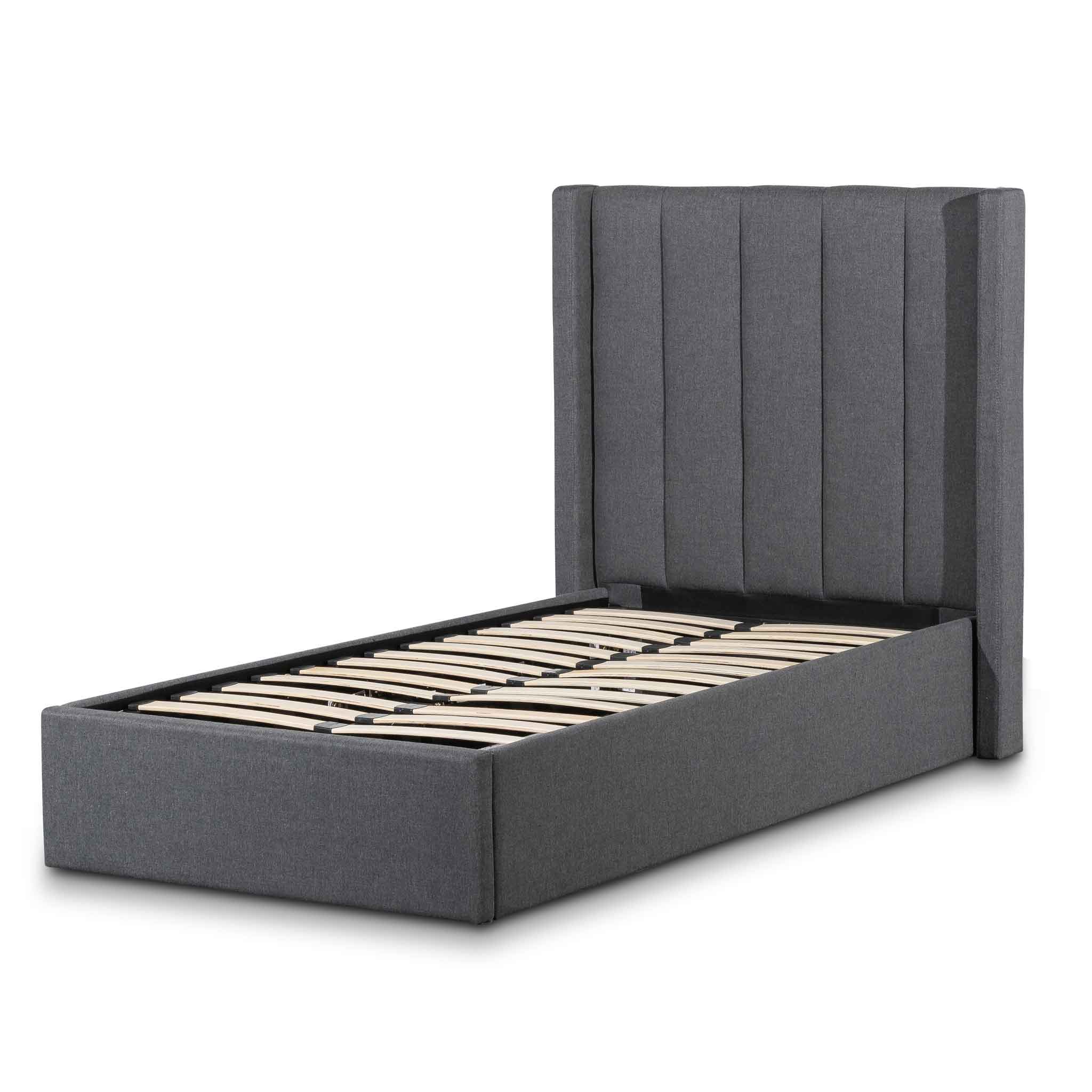Vivienne Fabric Single Bed Frame - Pearl Grey - Beds