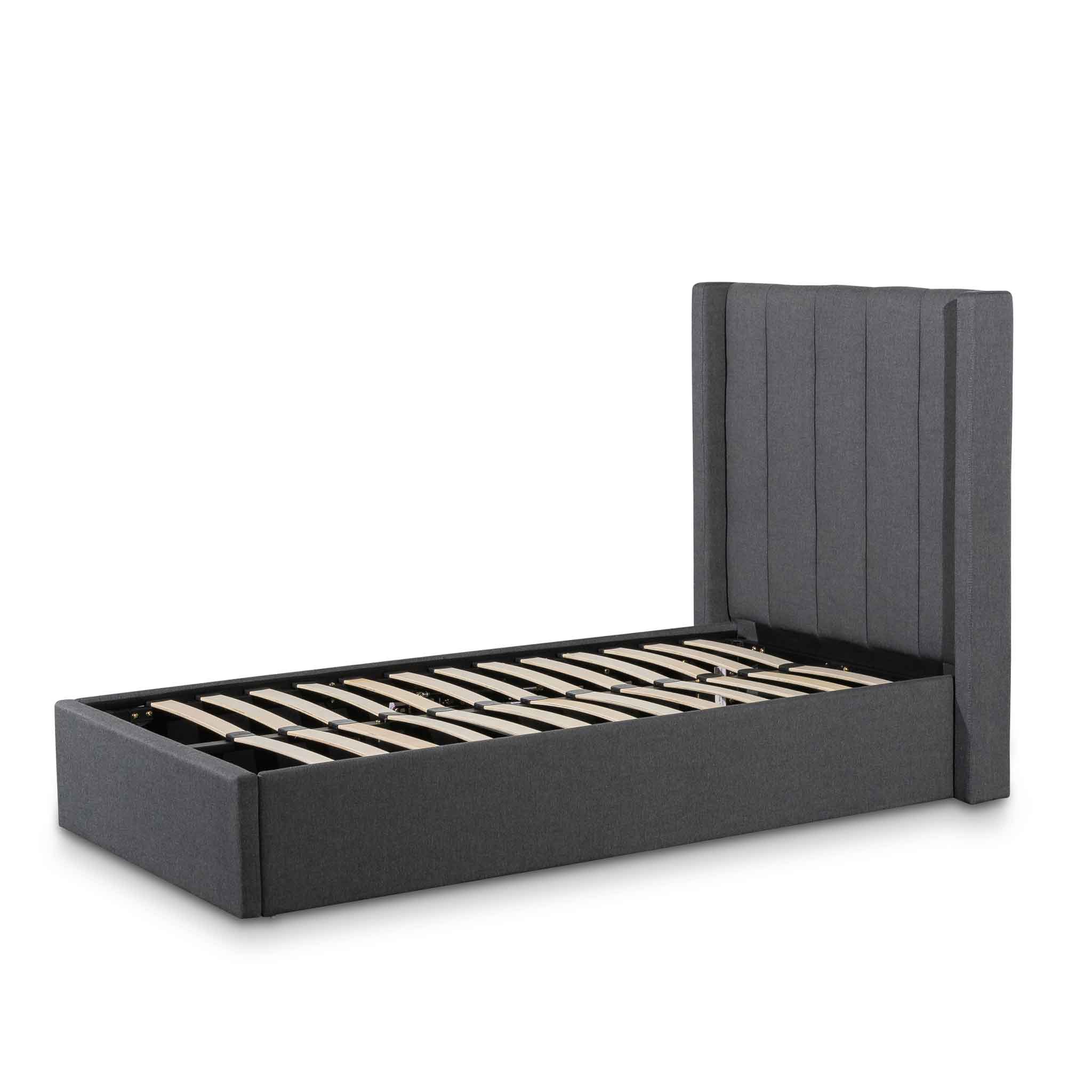 Vivienne Fabric Single Bed Frame - Pearl Grey - Beds