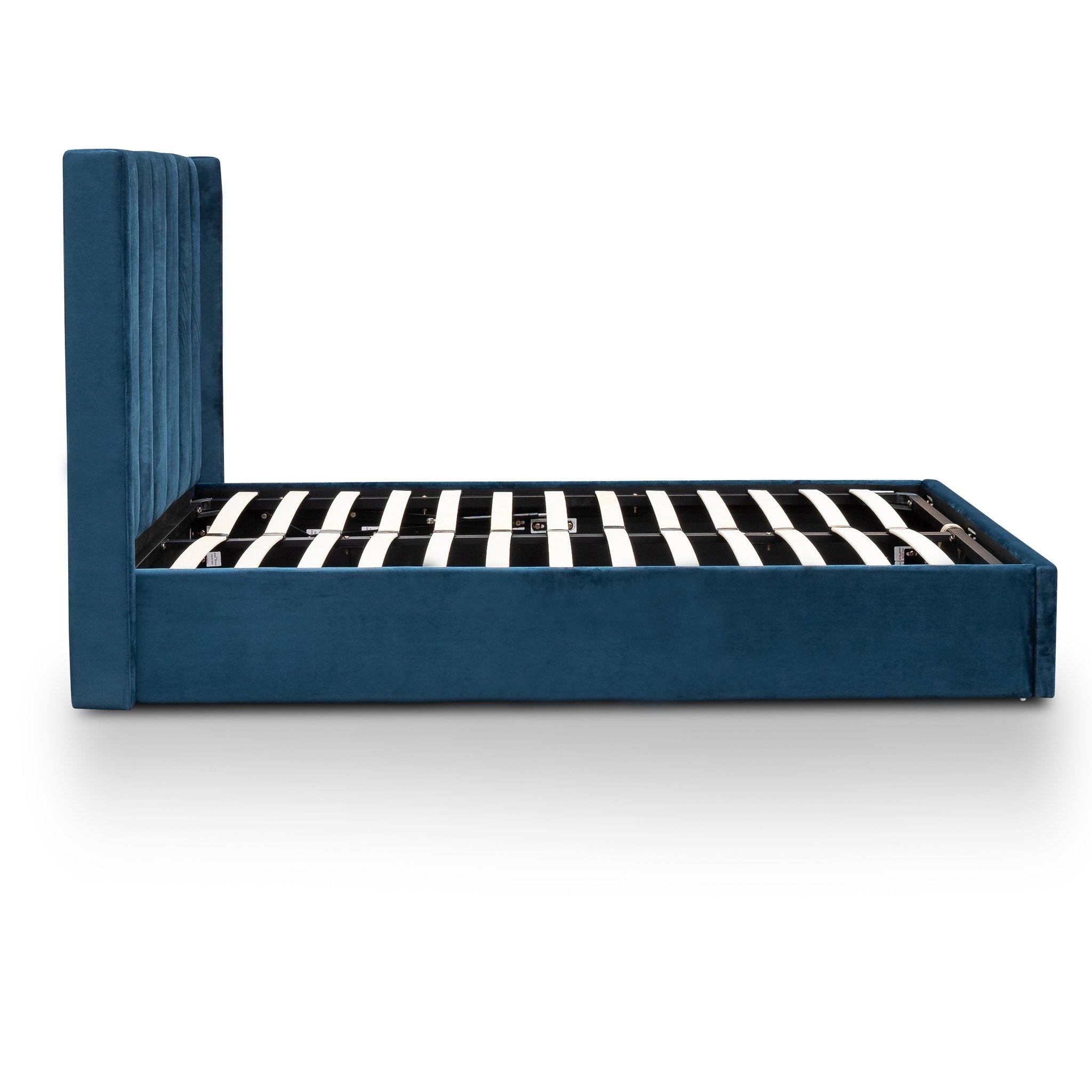Vivienne Queen Bed Frame - Teal Navy Velvet - Beds