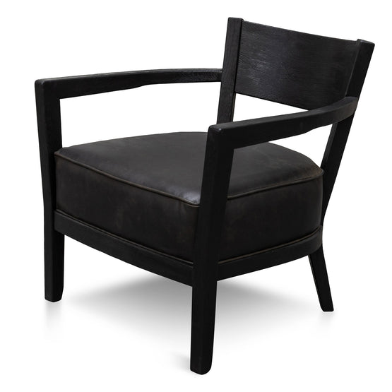 Wesley Leather Armchair - Full Black - Armchairs