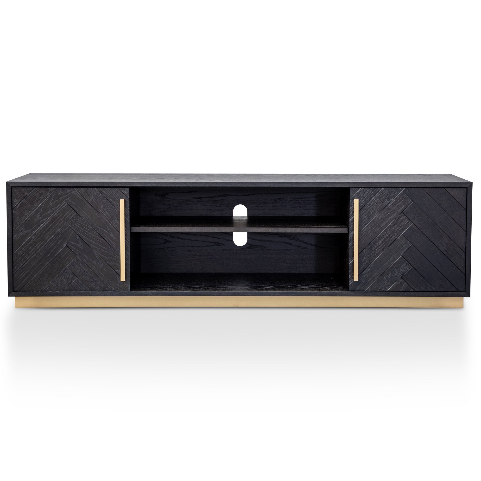 Willow Wooden TV Entertainment Unit - Ash Wood and Brass - TV Units