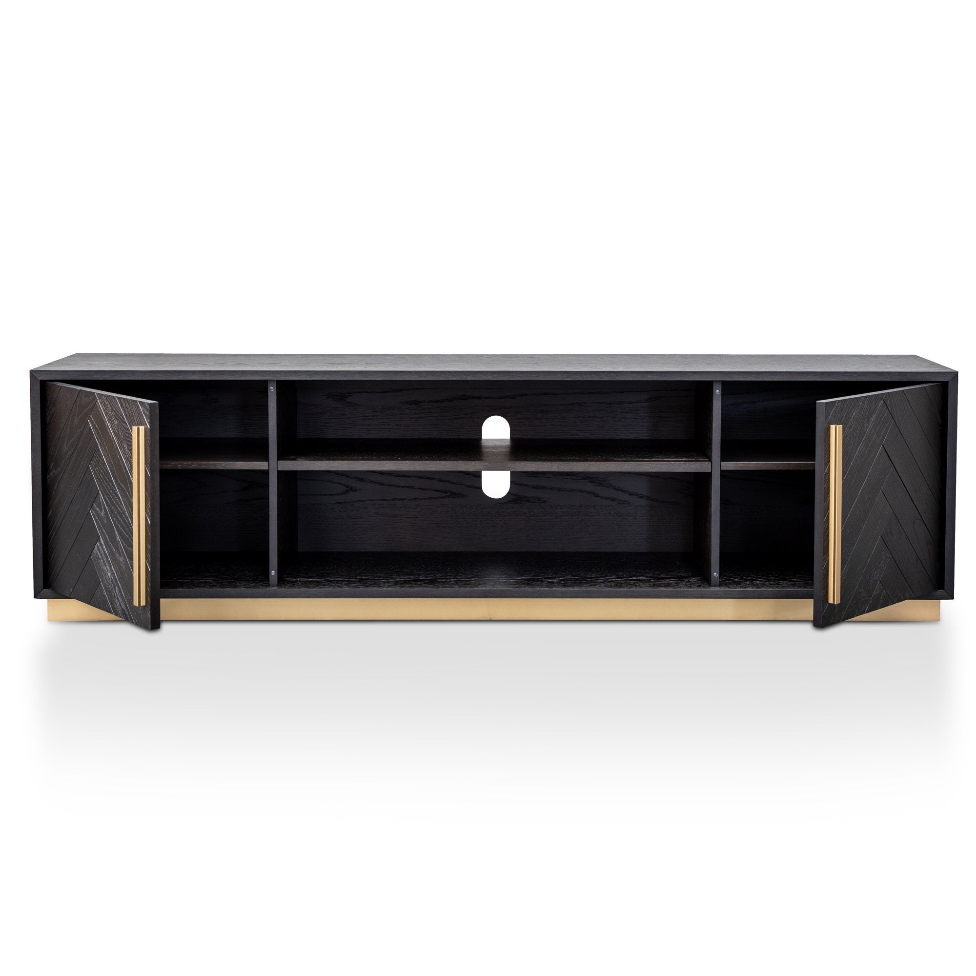 Willow Wooden TV Entertainment Unit - Ash Wood and Brass - TV Units