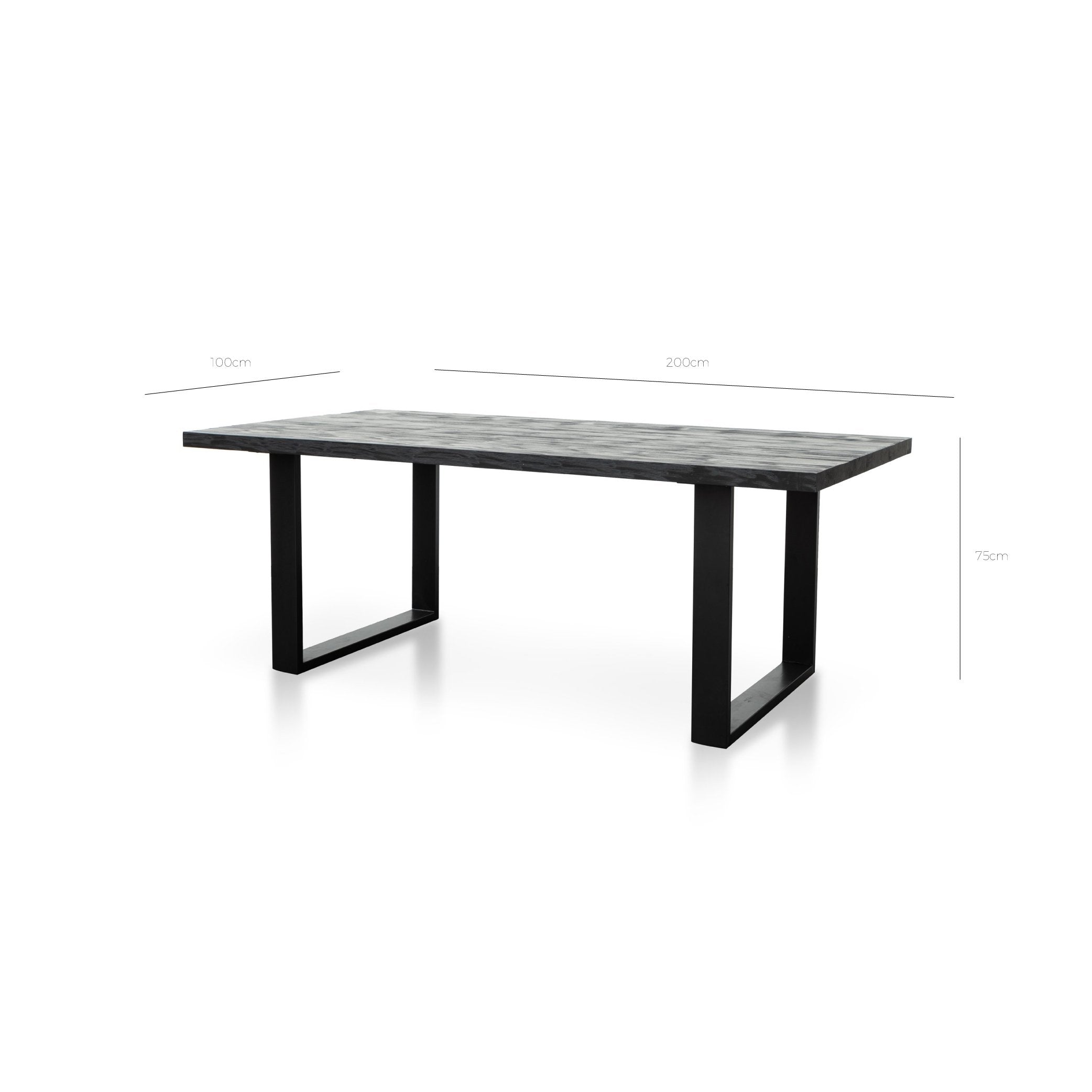 Xander 2m Reclaimed Wood Dining Table - Black - Dining Tables